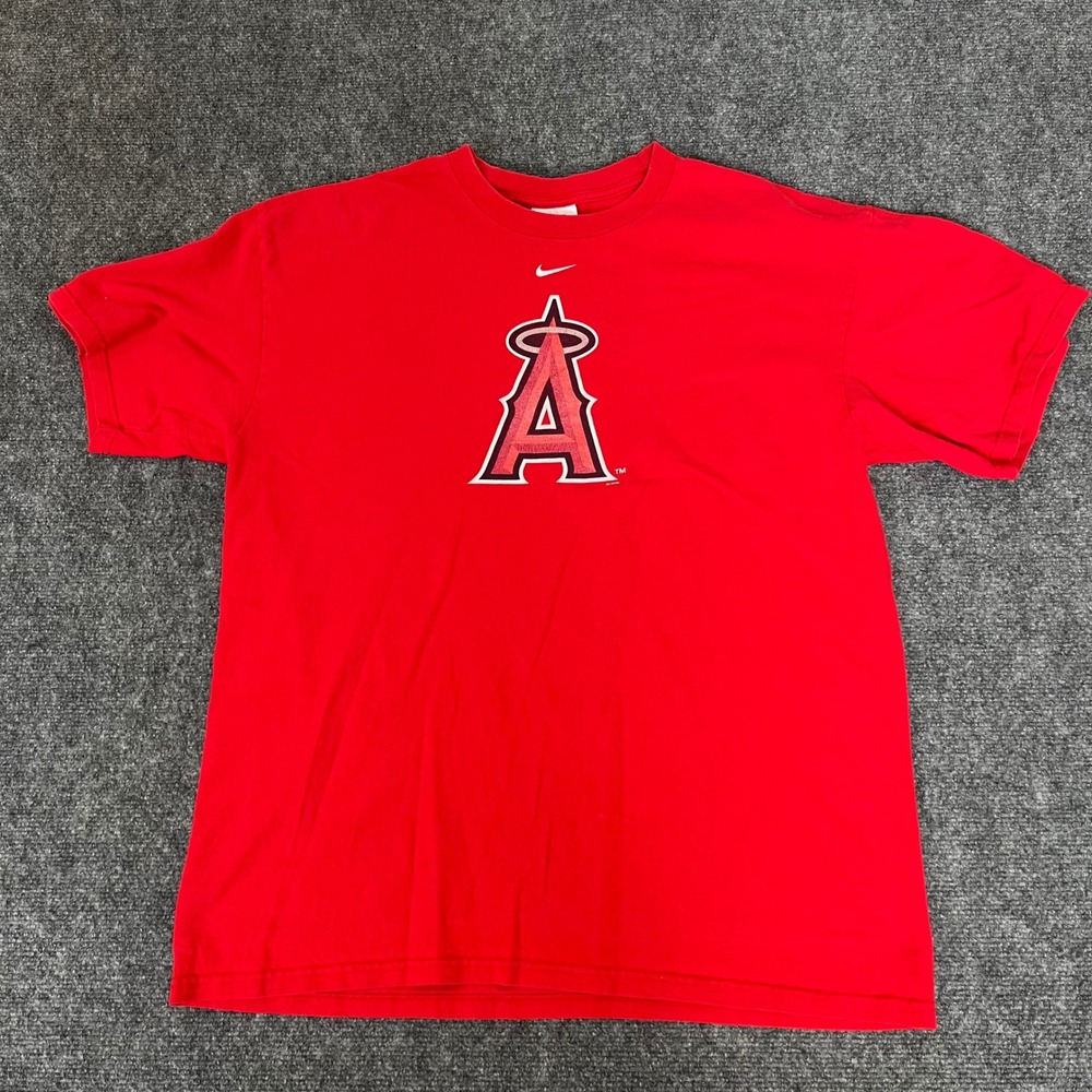 Nike Team MLB Los Angeles Angels Red Graphic T-Shirt Mens Large 0179